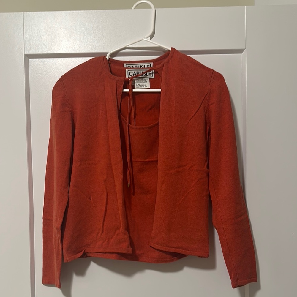 Carlisle Brown Cardigan Sweater Open Front Knit